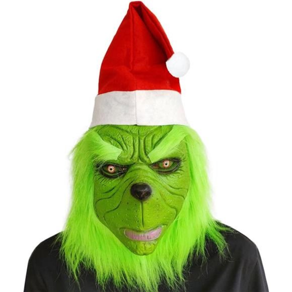 Green Monster Mask, Christmas Cute Costume Mask, Latex Role Play Mask - Picture 1 of 6